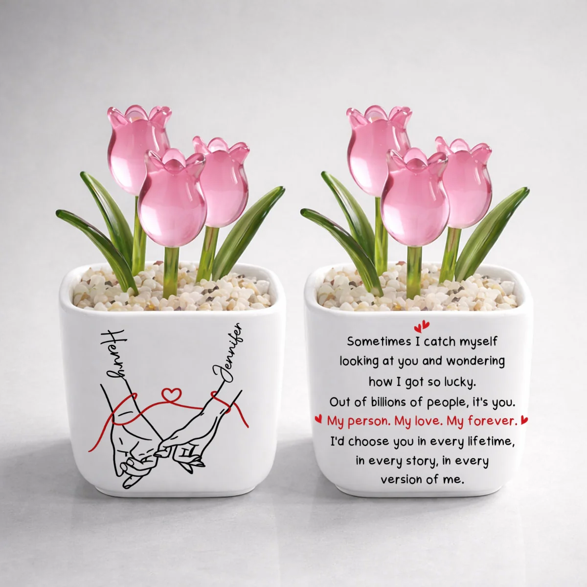 How Lucky I Am 2 - Personalized Custom Glass Everlasting Tulips - Image 8