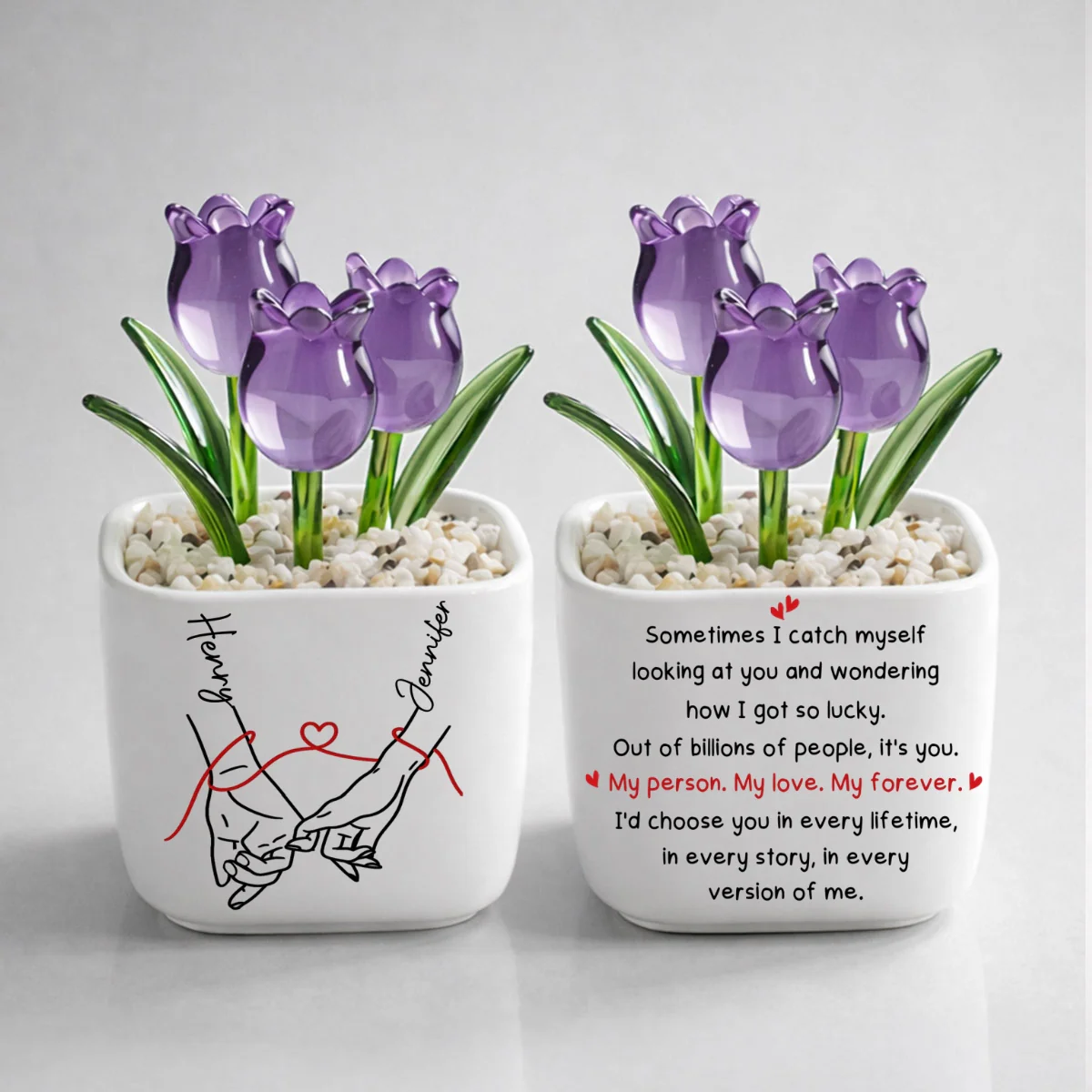 How Lucky I Am 2 - Personalized Custom Glass Everlasting Tulips - Image 9