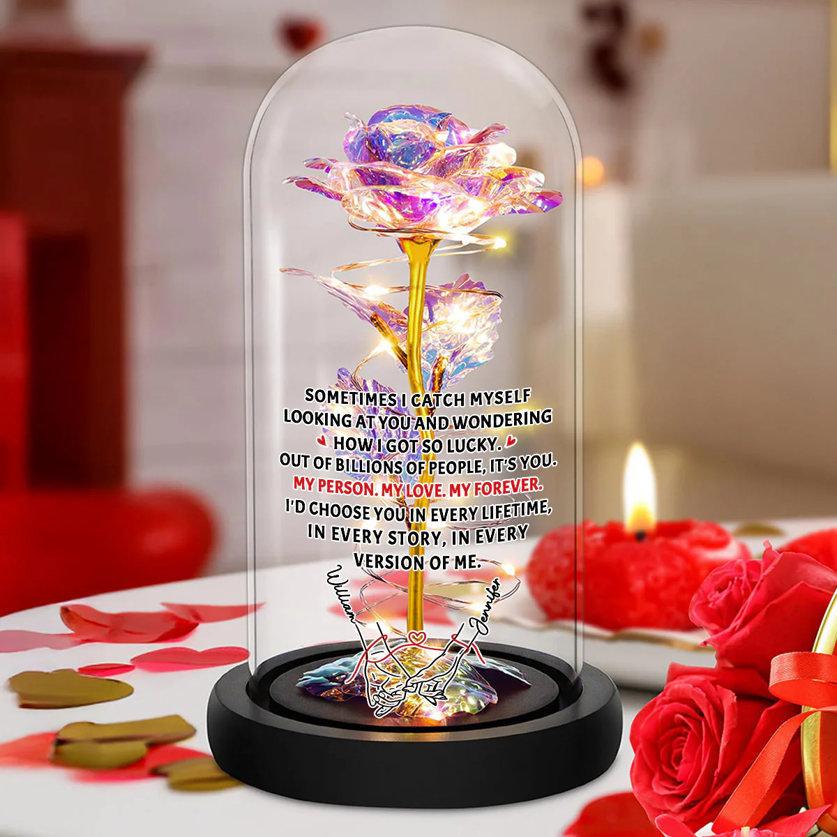 How Lucky I Am - Personalized Custom Sparkly Rose - Image 3
