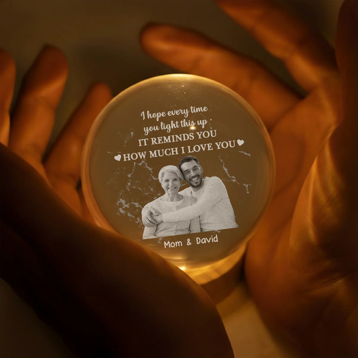 How Much I Love You - Personalized Custom Crystal Globe Lamp - Image 3