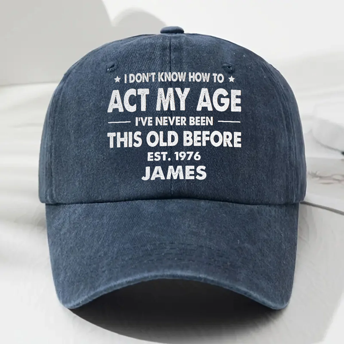 How To Act - Personalized Custom Vintage Washed Denim Cap - Image 2
