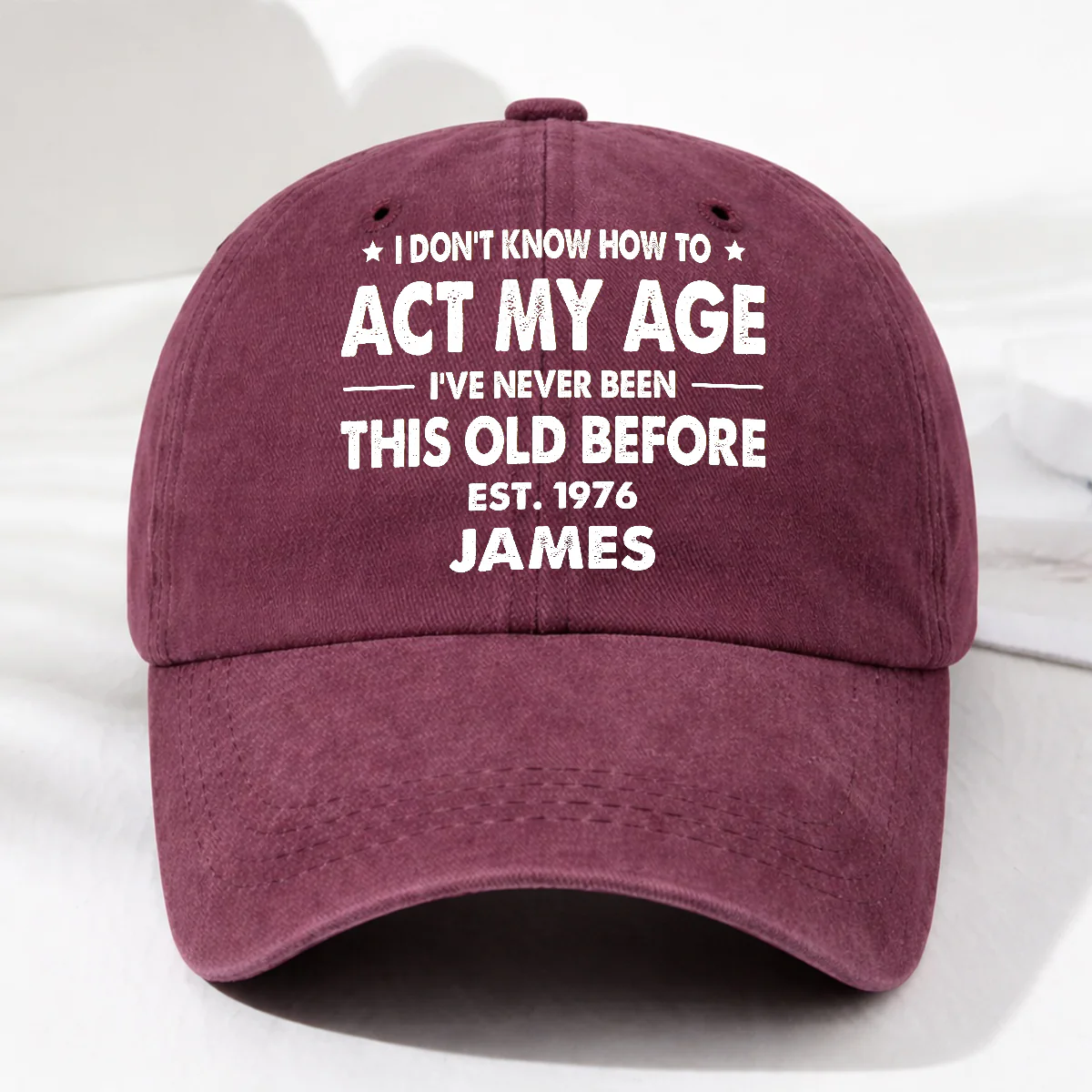 How To Act - Personalized Custom Vintage Washed Denim Cap - Image 3