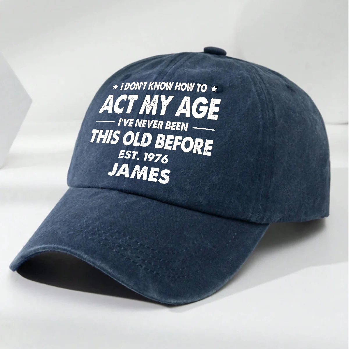 How To Act - Personalized Custom Vintage Washed Denim Cap - Image 4