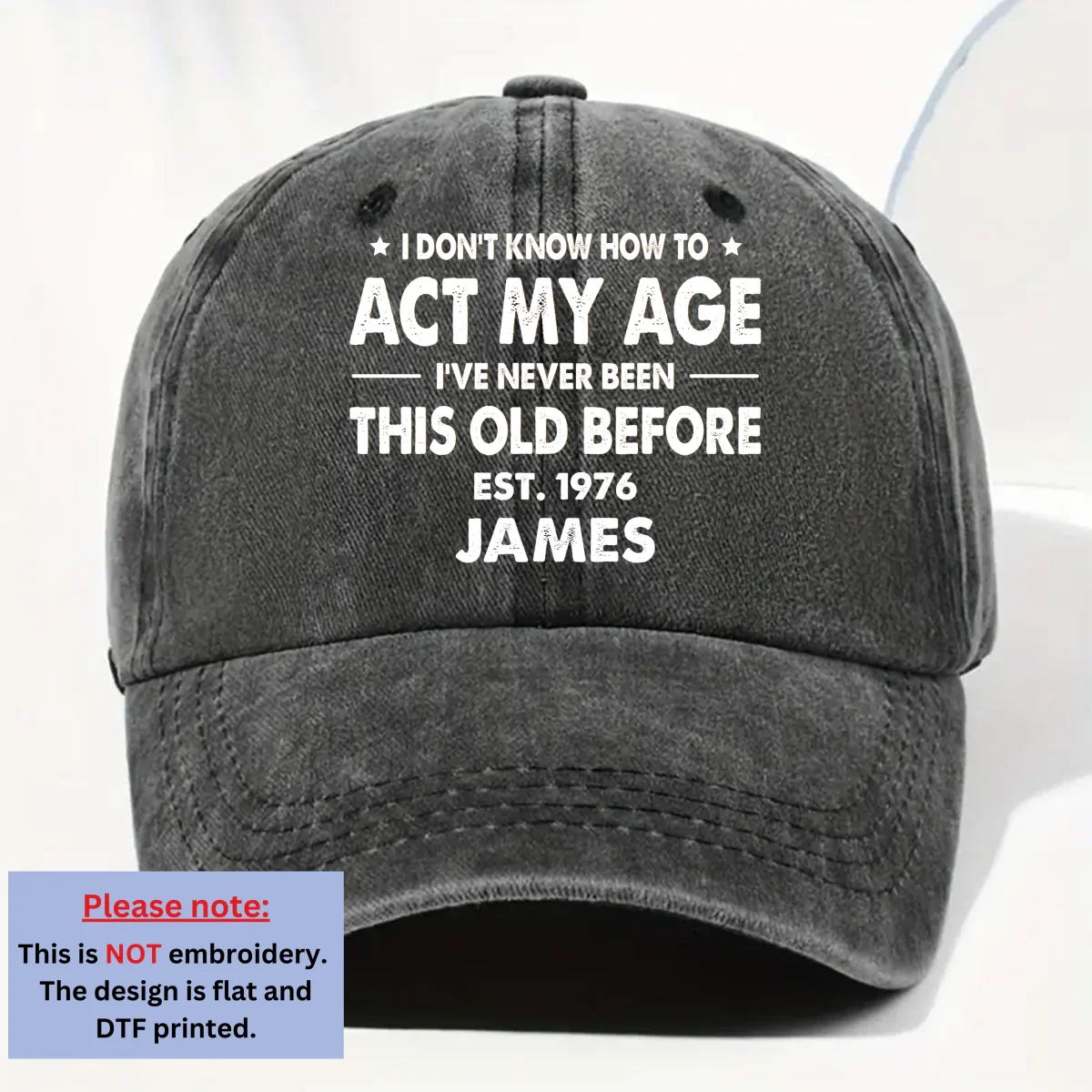How To Act - Personalized Custom Vintage Washed Denim Cap - Image 7