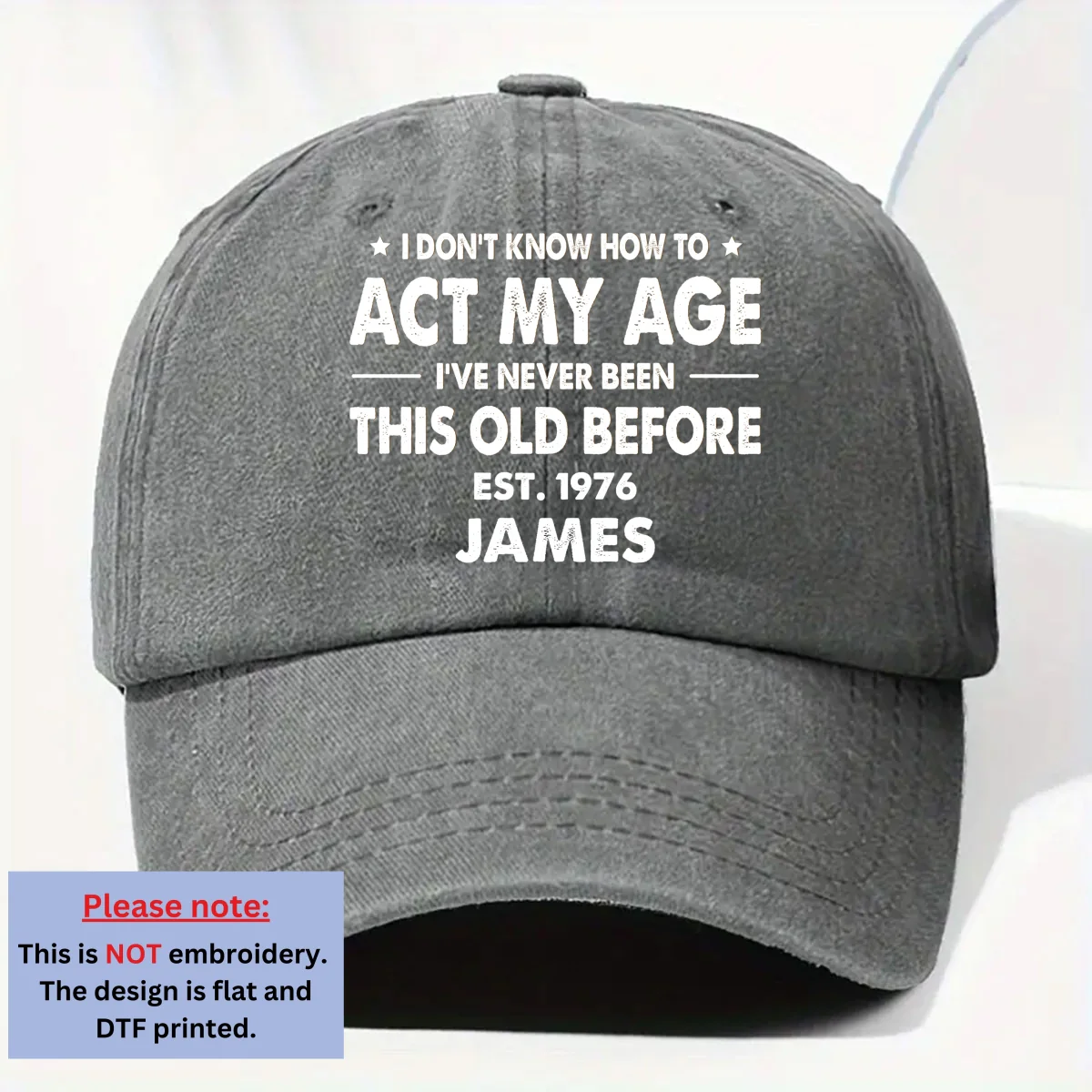 How To Act - Personalized Custom Vintage Washed Denim Cap - Image 8