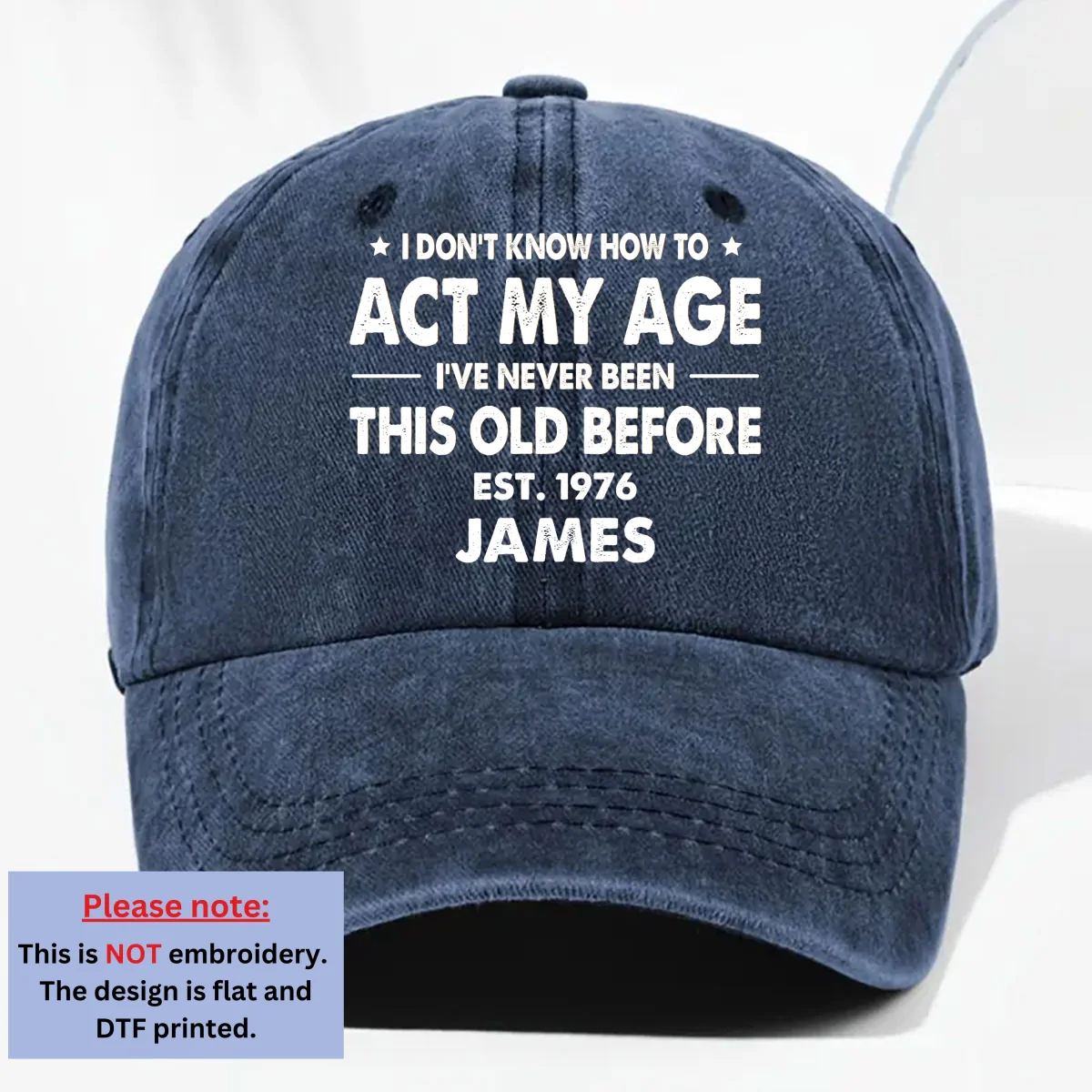 How To Act - Personalized Custom Vintage Washed Denim Cap - Image 9