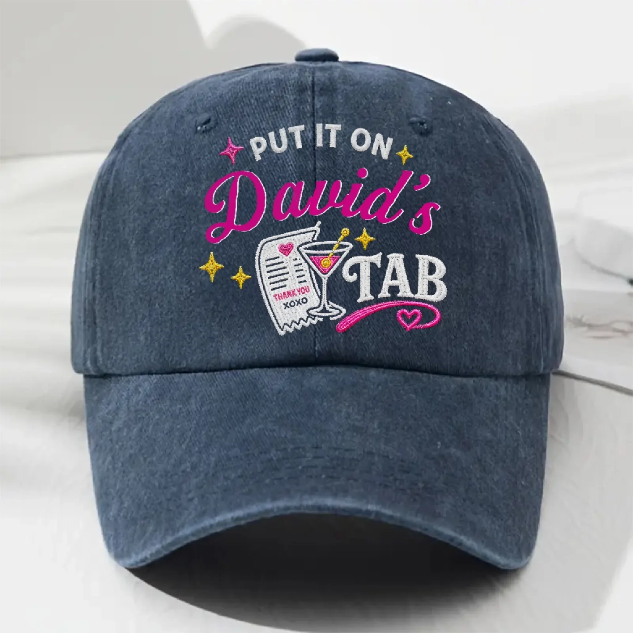 Hubby Approved Purchase - Personalized Custom Vintage Washed Denim Cap - Image 2