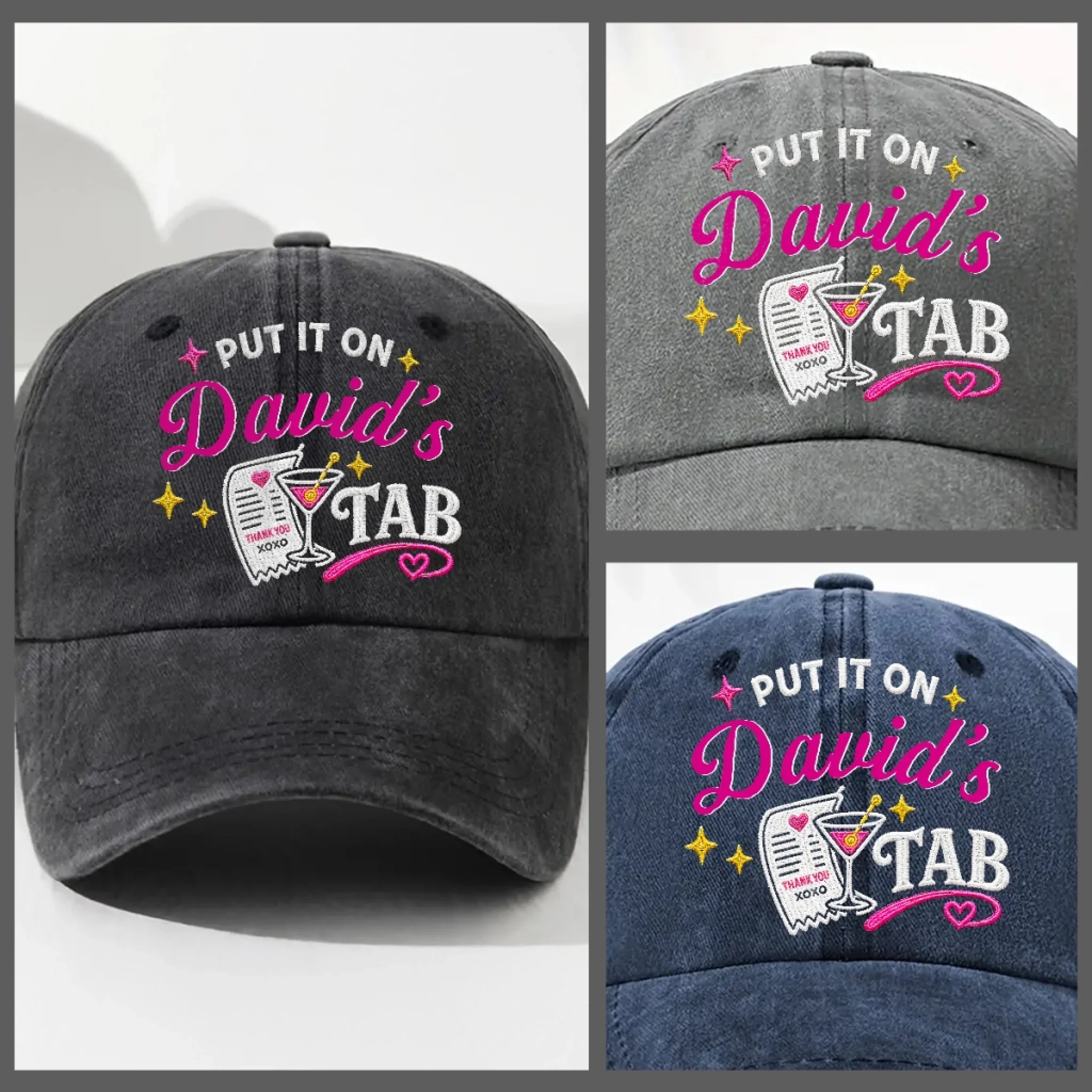 Hubby Approved Purchase - Personalized Custom Vintage Washed Denim Cap - Image 5