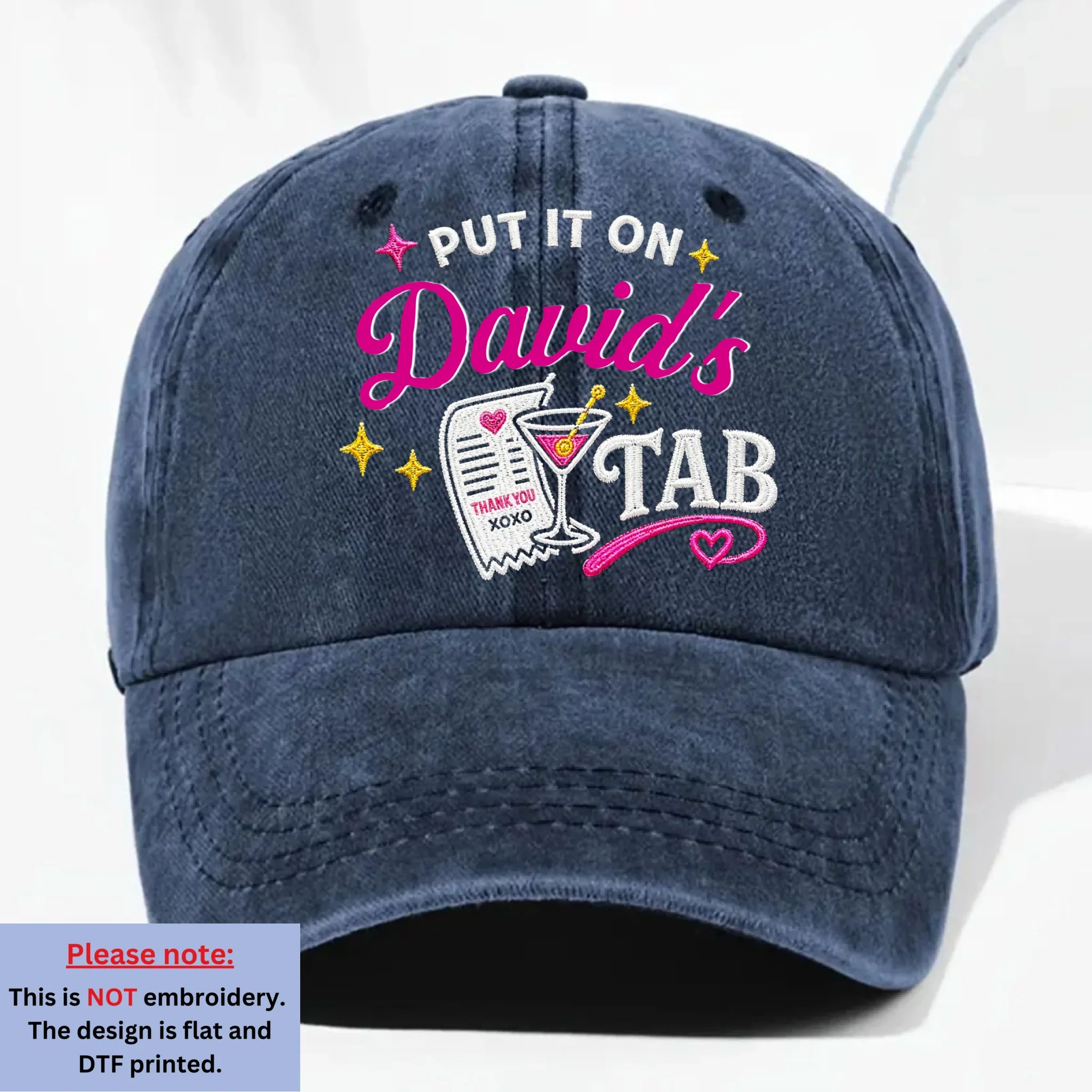 Hubby Approved Purchase - Personalized Custom Vintage Washed Denim Cap - Image 9