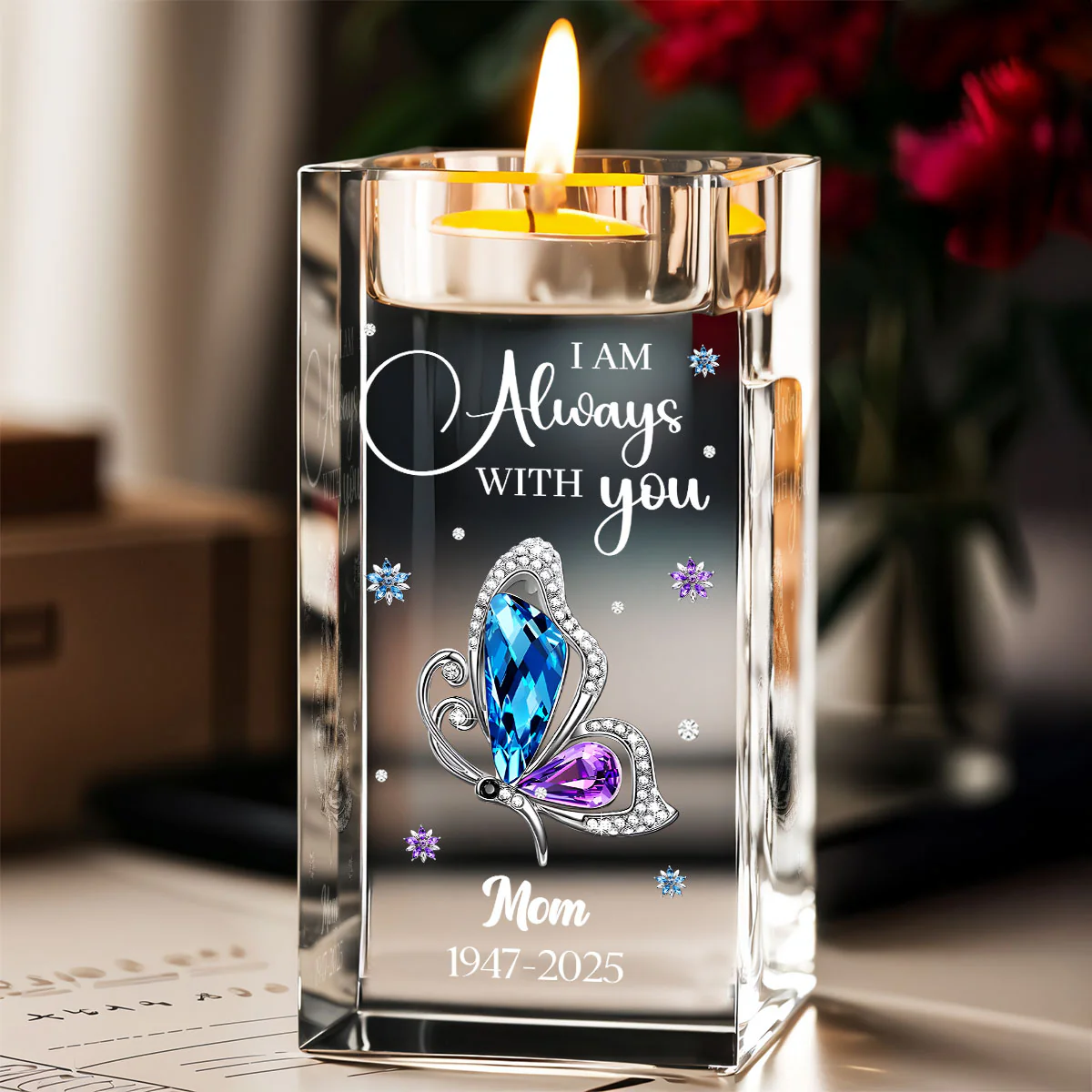 I Am Always With You - Personalized Custom Crystal Candle Holder - Image 3