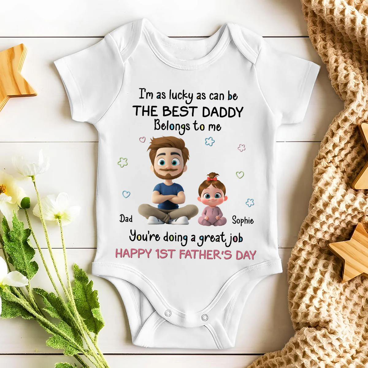 I Am Lucky Dad - Personalized Custom Baby Onesie - Image 3