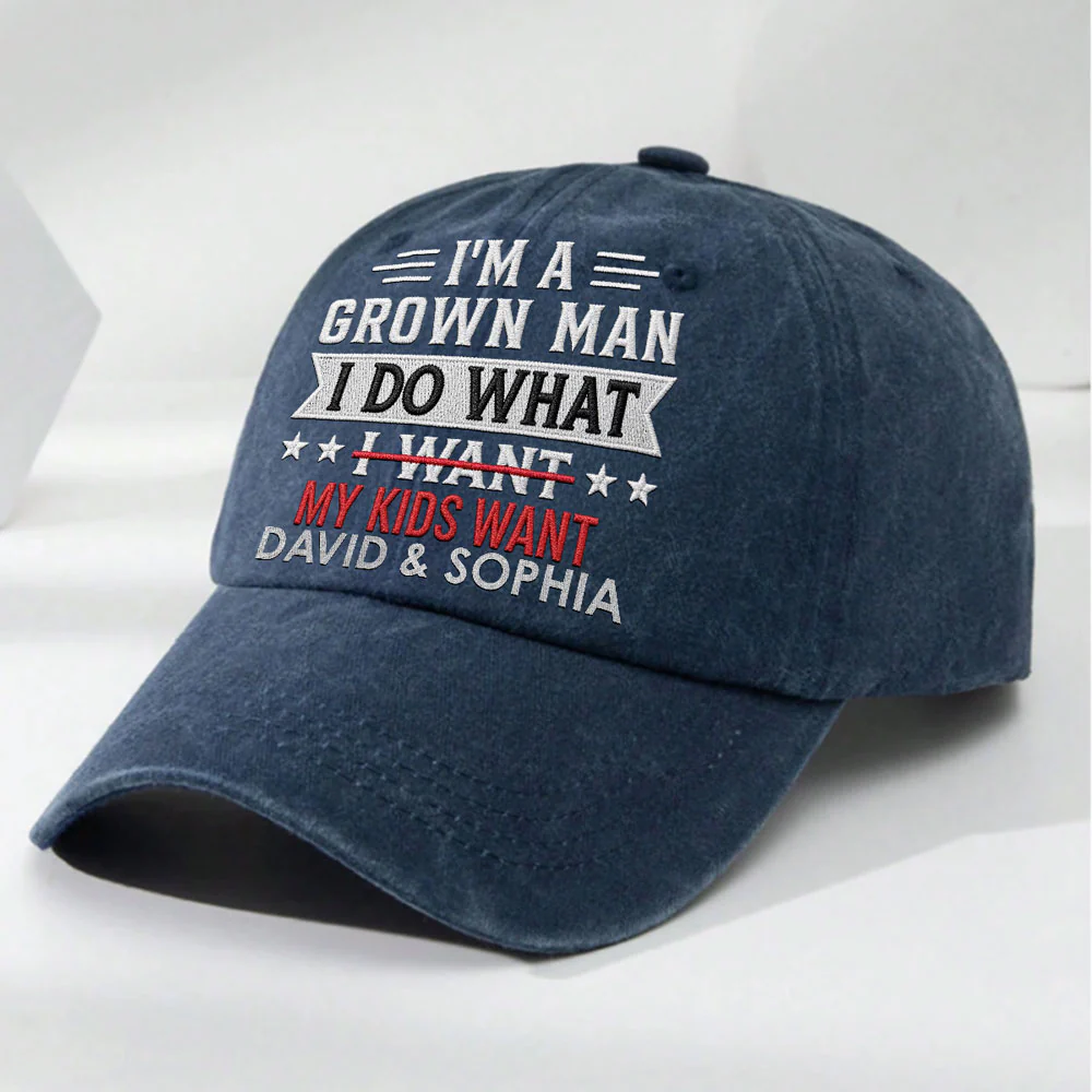 I Do What I Want - Personalized Custom Vintage Washed Denim Cap - Image 3