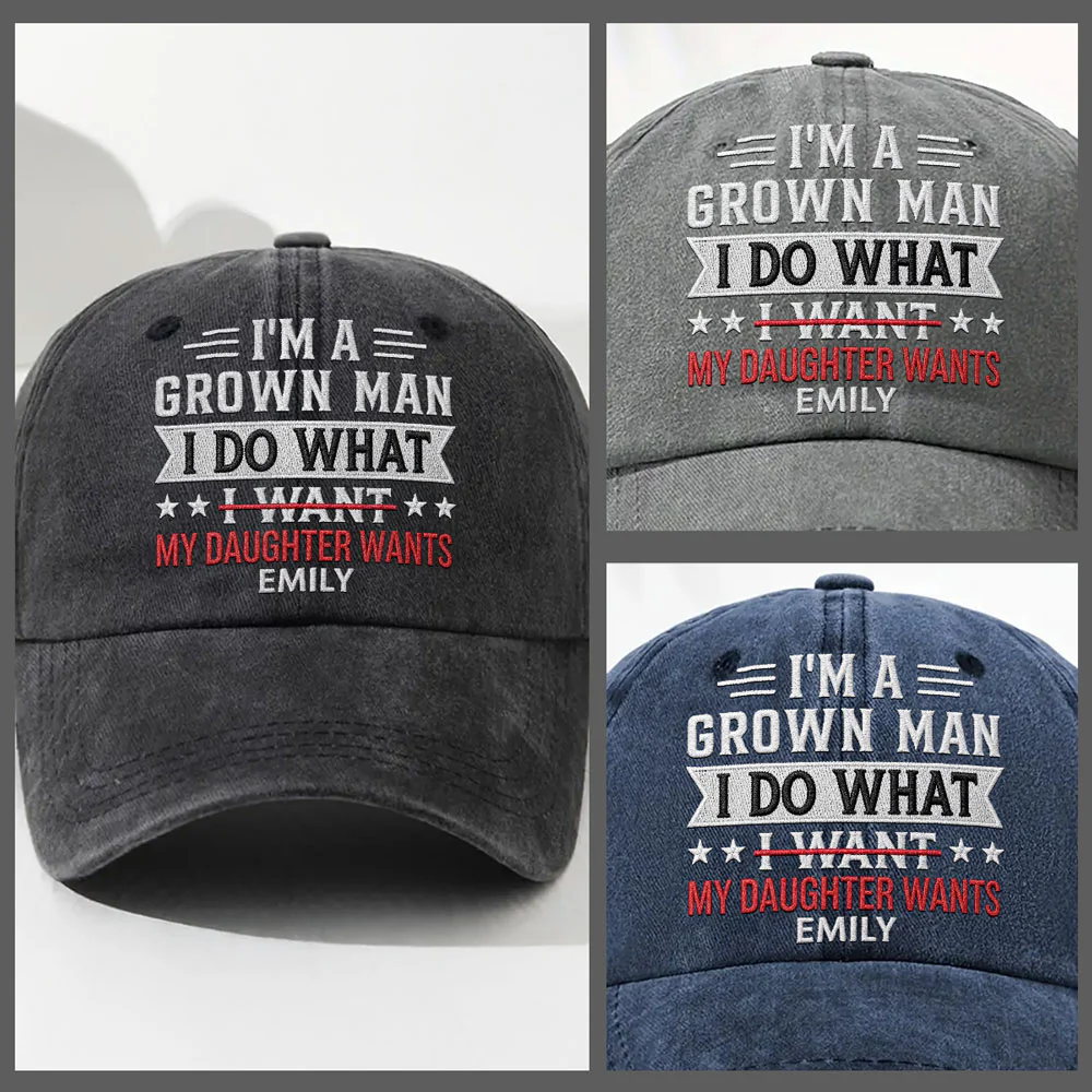 I Do What I Want - Personalized Custom Vintage Washed Denim Cap - Image 4