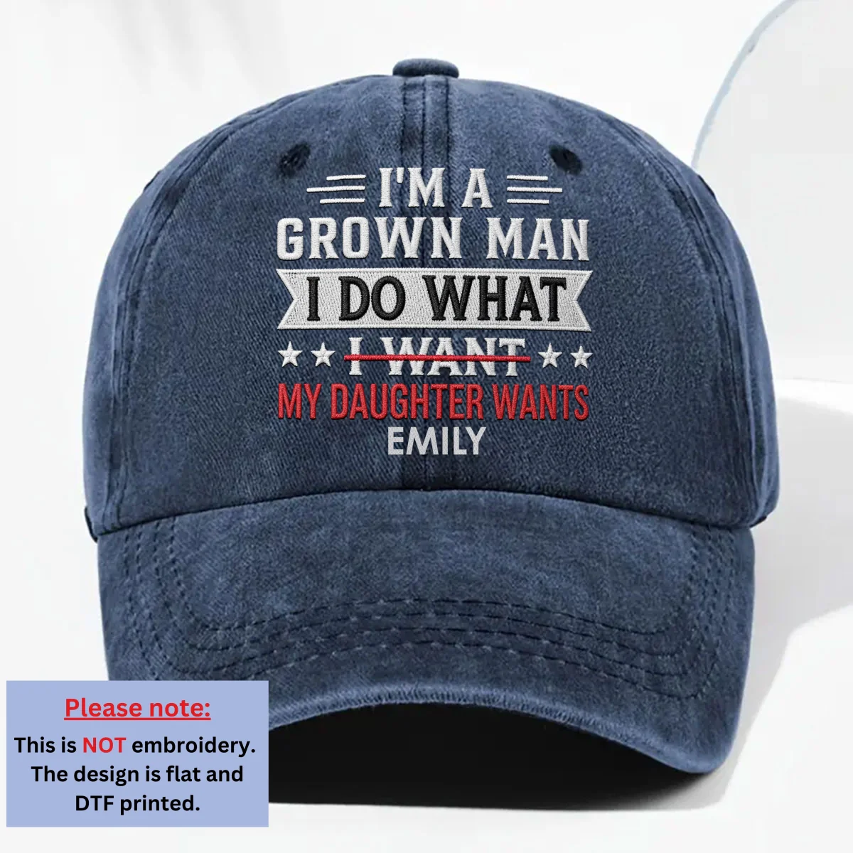I Do What I Want - Personalized Custom Vintage Washed Denim Cap - Image 9
