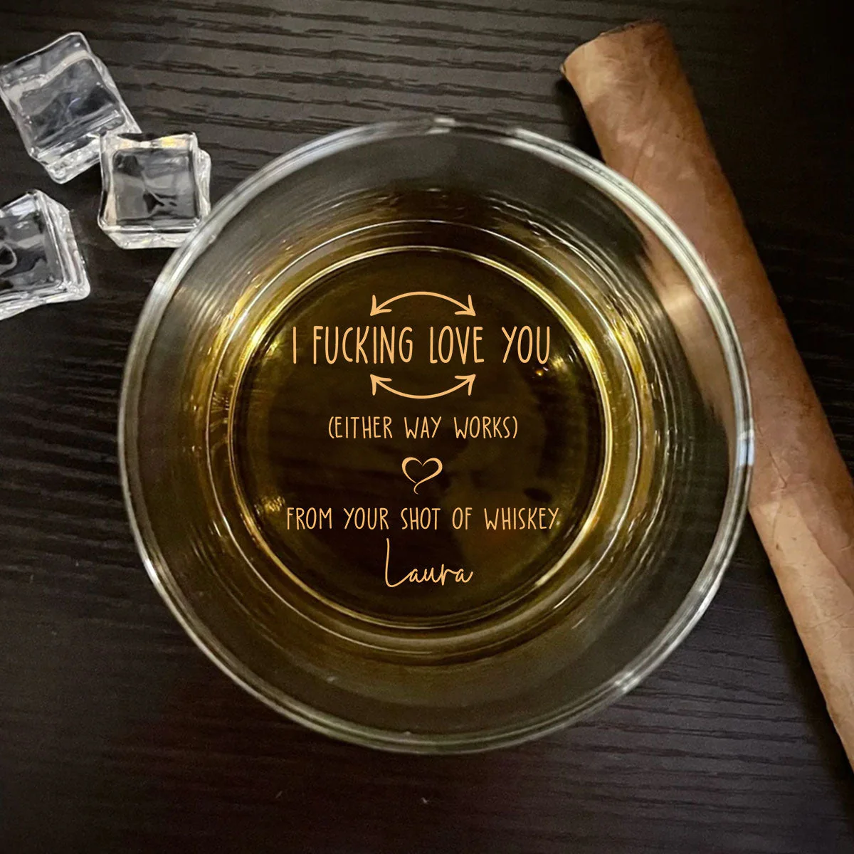 I F-king Love You - Personalized Custom Engraved Whiskey Glass - Image 4