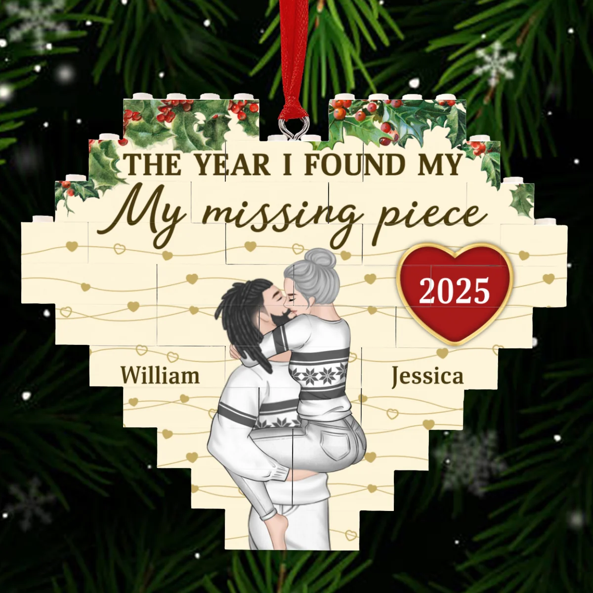 I Found My Missing Piece - Personalized Custom Heart Puzzle Ornament - Image 8