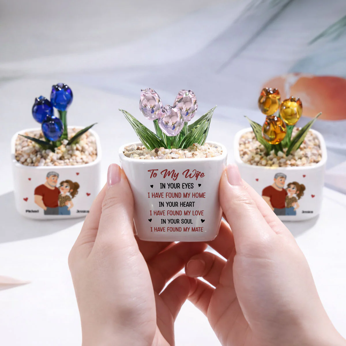I Found You - Personalized Custom Glass Everlasting Tulips - Image 3