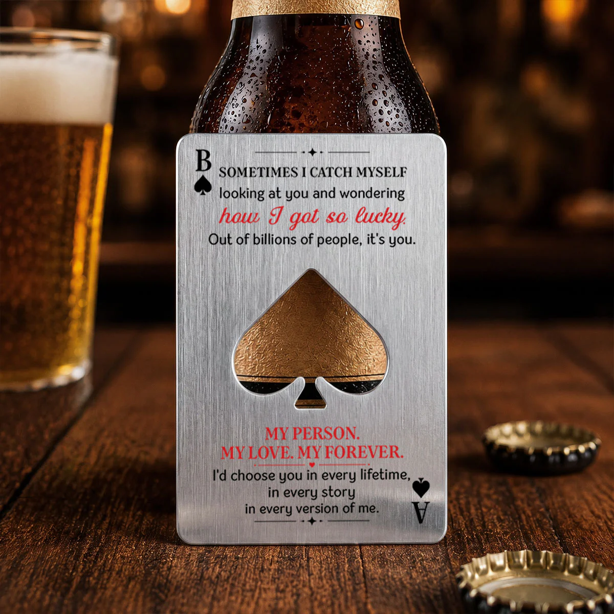 I Got So Lucky - Personalized Custom Ace Of Spades Bottle Opener - Image 3