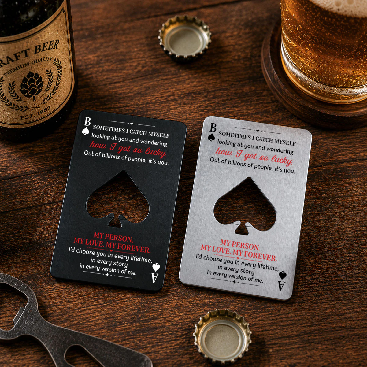 I Got So Lucky - Personalized Custom Ace Of Spades Bottle Opener - Image 4