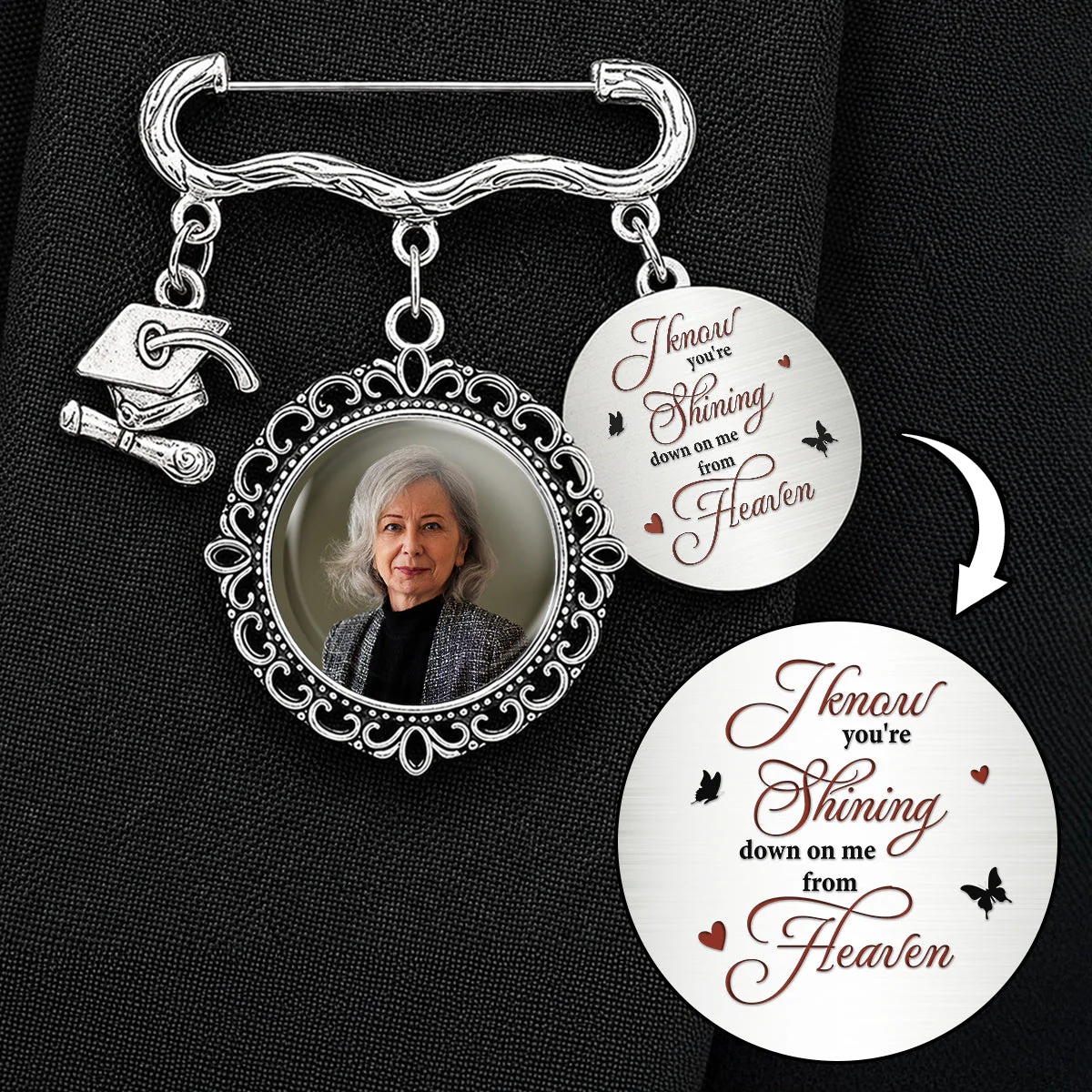 I Know You Are Shining Down On Me From Heaven - Personalized Custom Graduation Tassel Pin