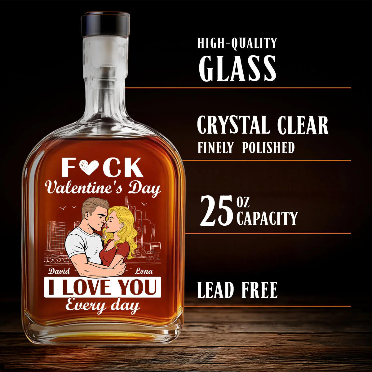 I Love You Everyday - Personalized Custom Spirits Decanter - Image 3