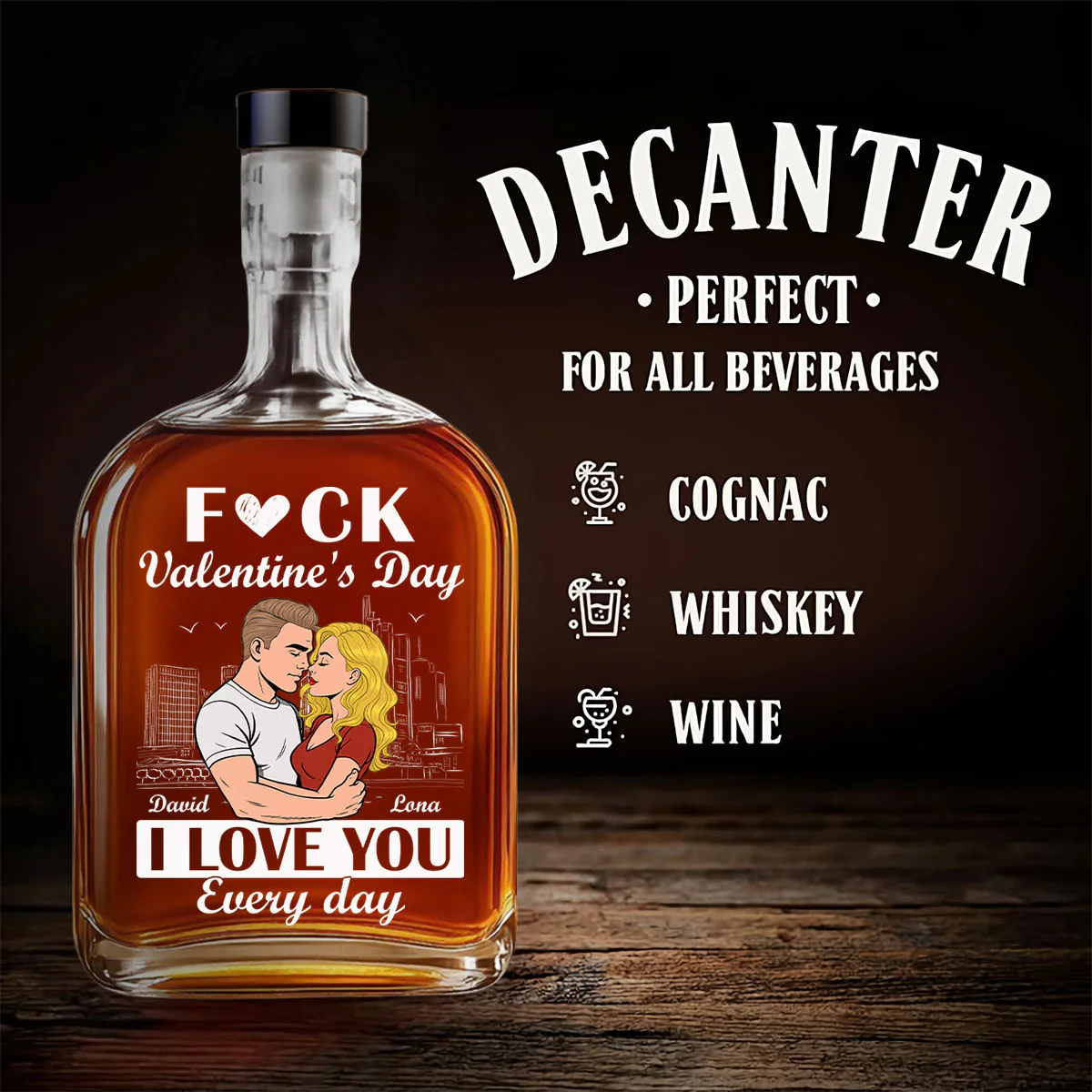 I Love You Everyday - Personalized Custom Spirits Decanter - Image 4