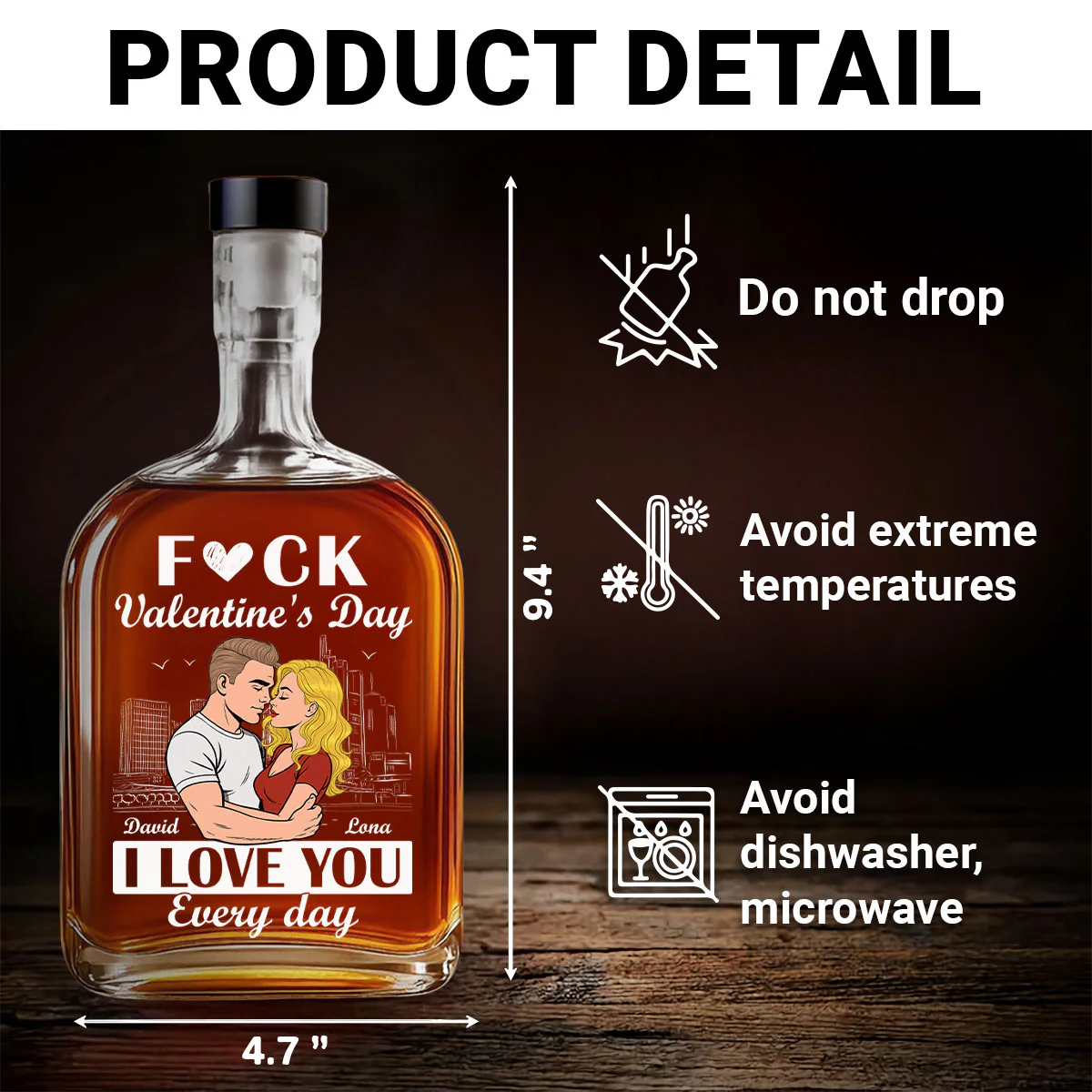 I Love You Everyday - Personalized Custom Spirits Decanter - Image 5