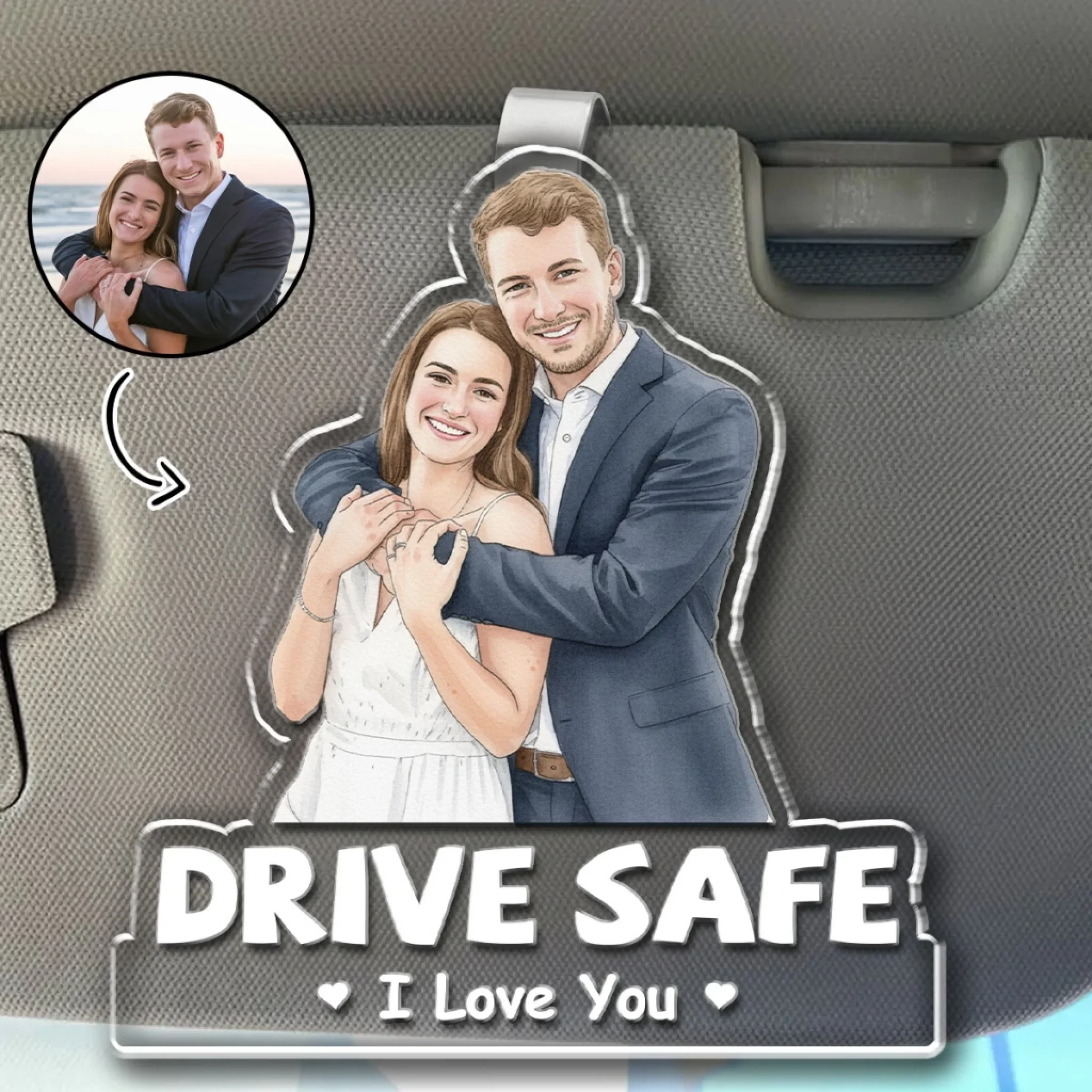 I Love You Handsome Beautiful - Personalized Custom Acrylic Car Visor Clip