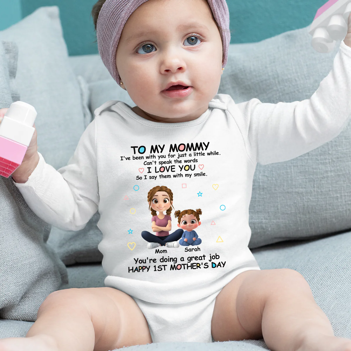 I Love You Mommy - Personalized Custom Long Sleeve Baby Onesie - Image 3