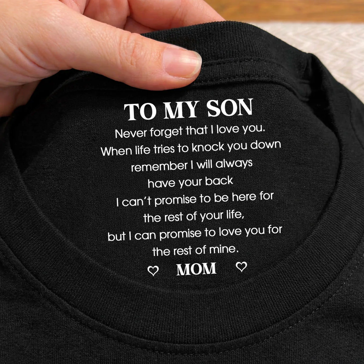 I Love You - Personalized Custom Inside Neck Print T-Shirt - Image 3