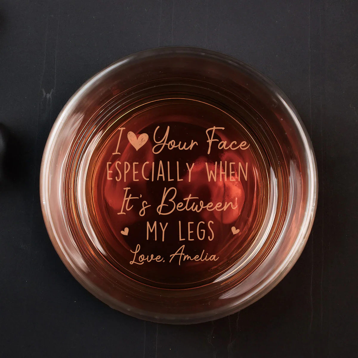 I Love Your Face - Personalized Custom Engraved Whiskey Glass - Image 4