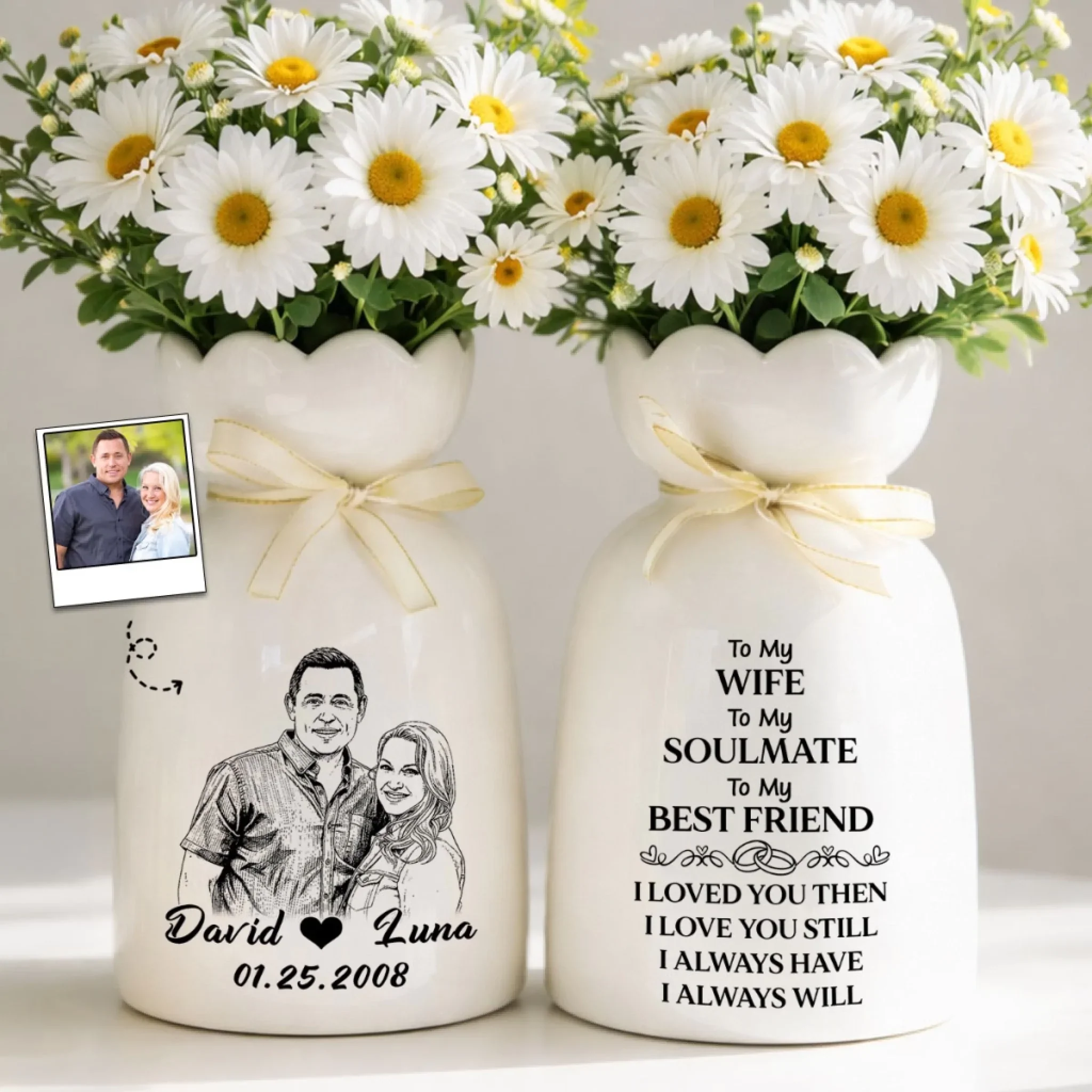 I Loved You Then I Love You Still - Personalized Custom Ribbon Tie Flower Vase