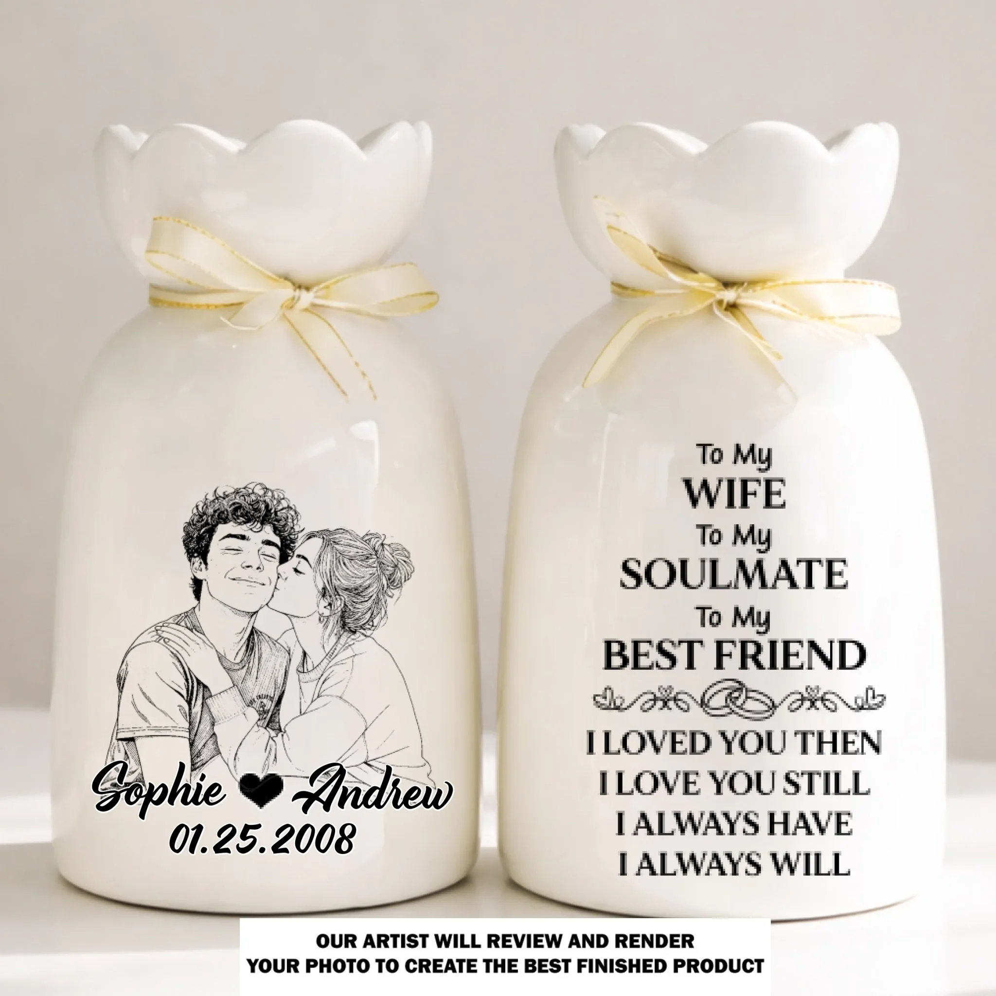 I Loved You Then I Love You Still - Personalized Custom Ribbon Tie Flower Vase - Image 7