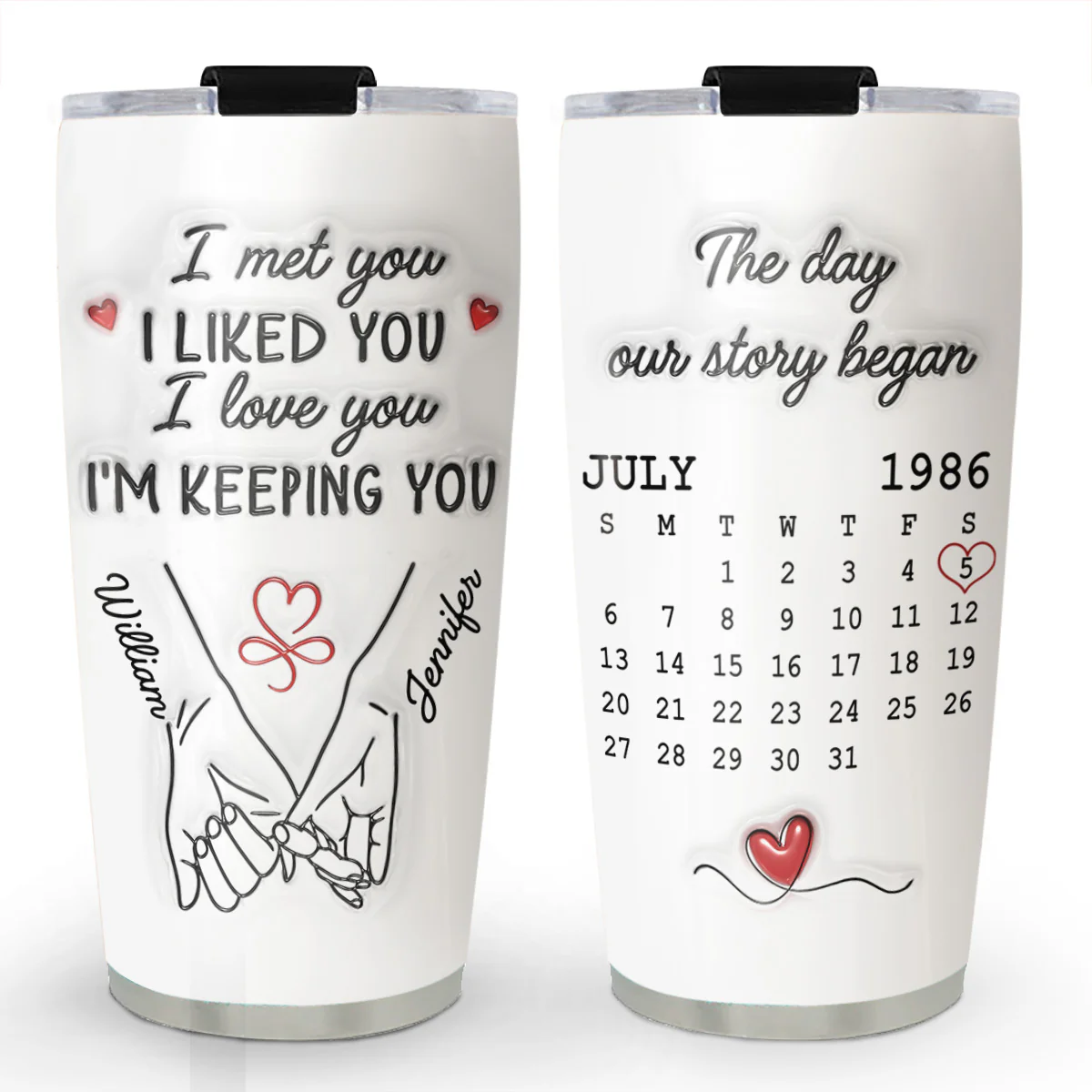 I Met You I Liked You I Love You - Personalized Custom 3D Inflated Effect Tumbler