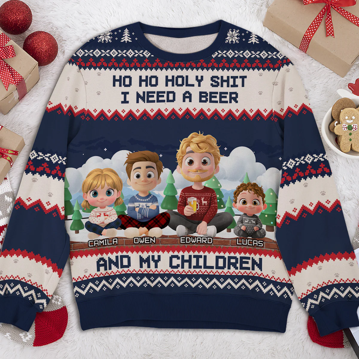 I Need A Beer And My Children - Personalized Custom All-Over-Print Sweatshirt - Image 3