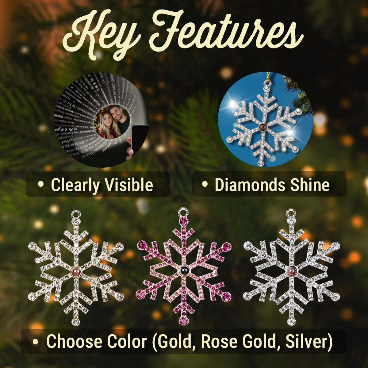 I Never Walk Alone - Personalized Custom Photo Snowflake Projection Ornament - Image 6