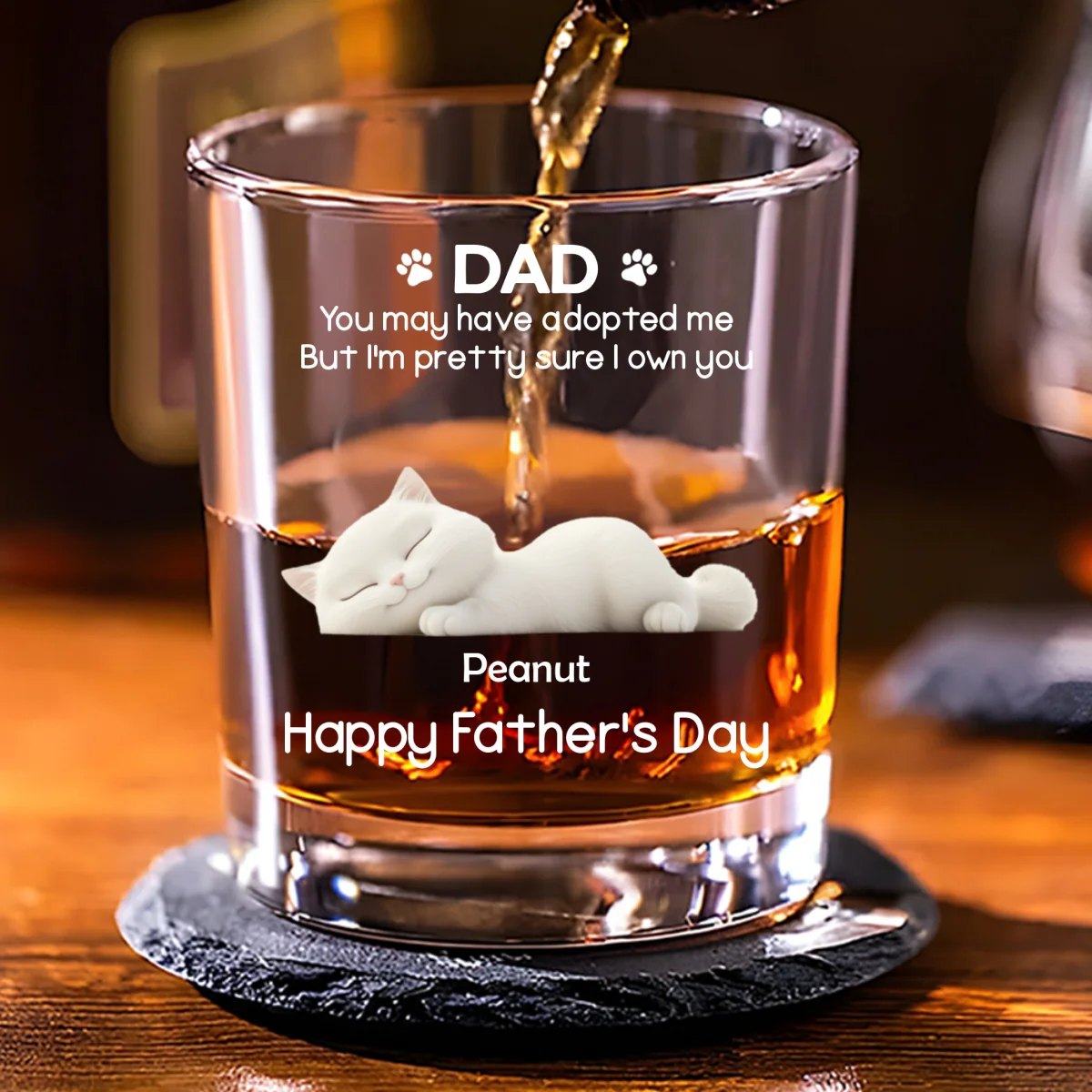 I Own You For Sure Cat Ver - Personalized Custom Whiskey Glass - Image 6