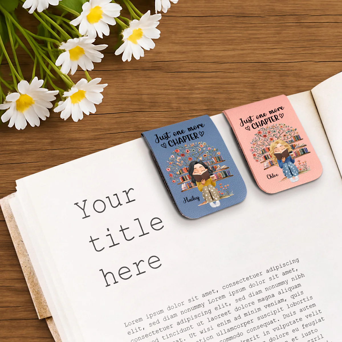 I Promise Just One More - Personalized Custom Leather Bookmark - Image 3