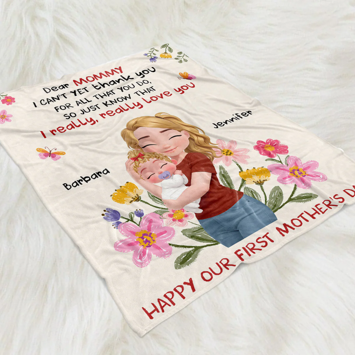 I Really Love You Mommy - Personalized Custom Fleece Blanket - Image 2