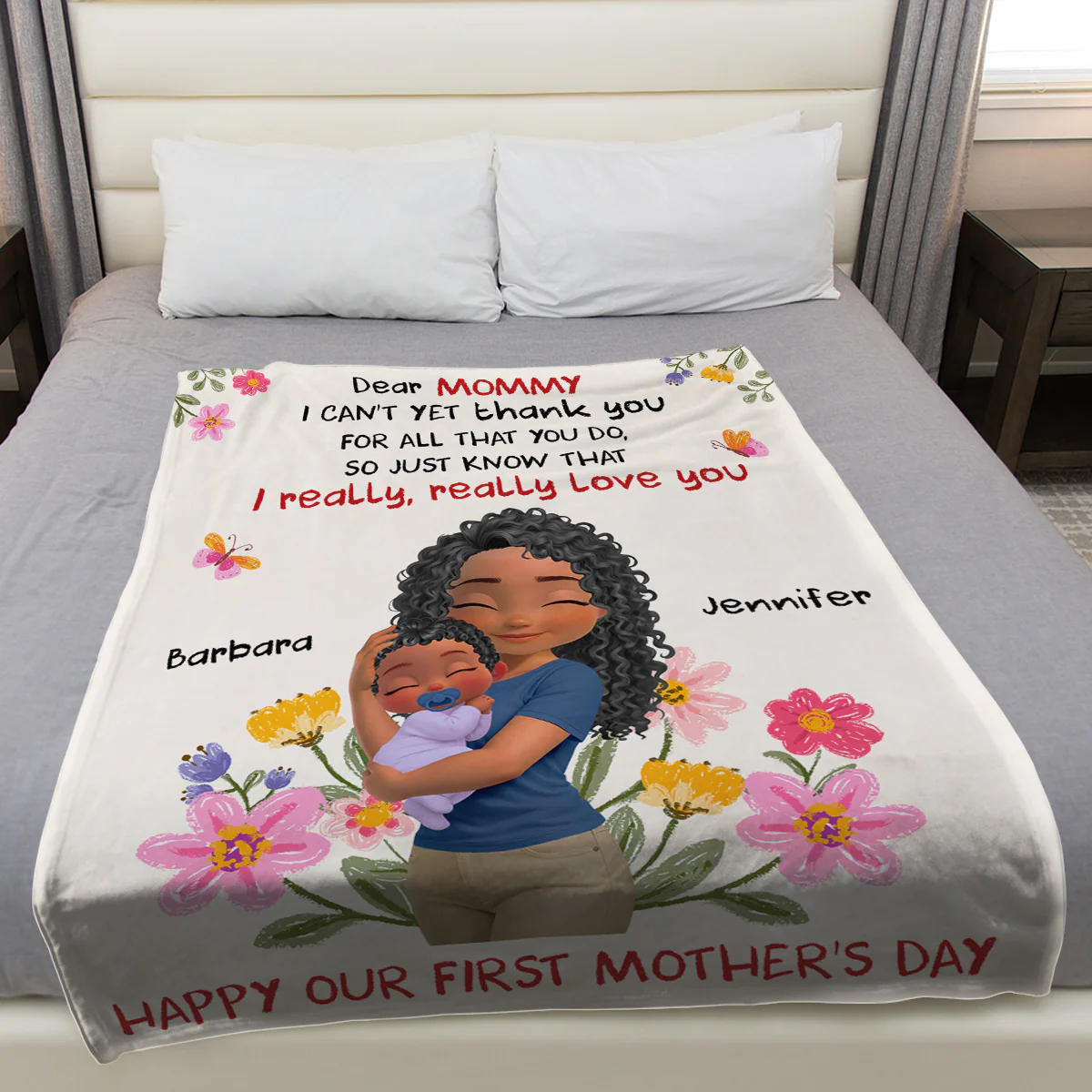 I Really Love You Mommy - Personalized Custom Fleece Blanket - Image 3