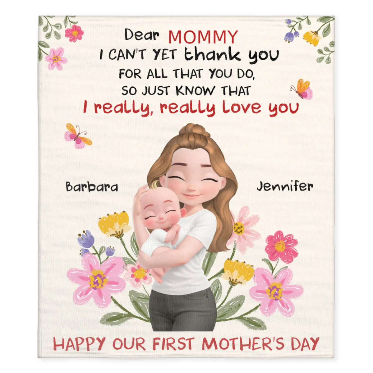 I Really Love You Mommy - Personalized Custom Fleece Blanket - Image 8
