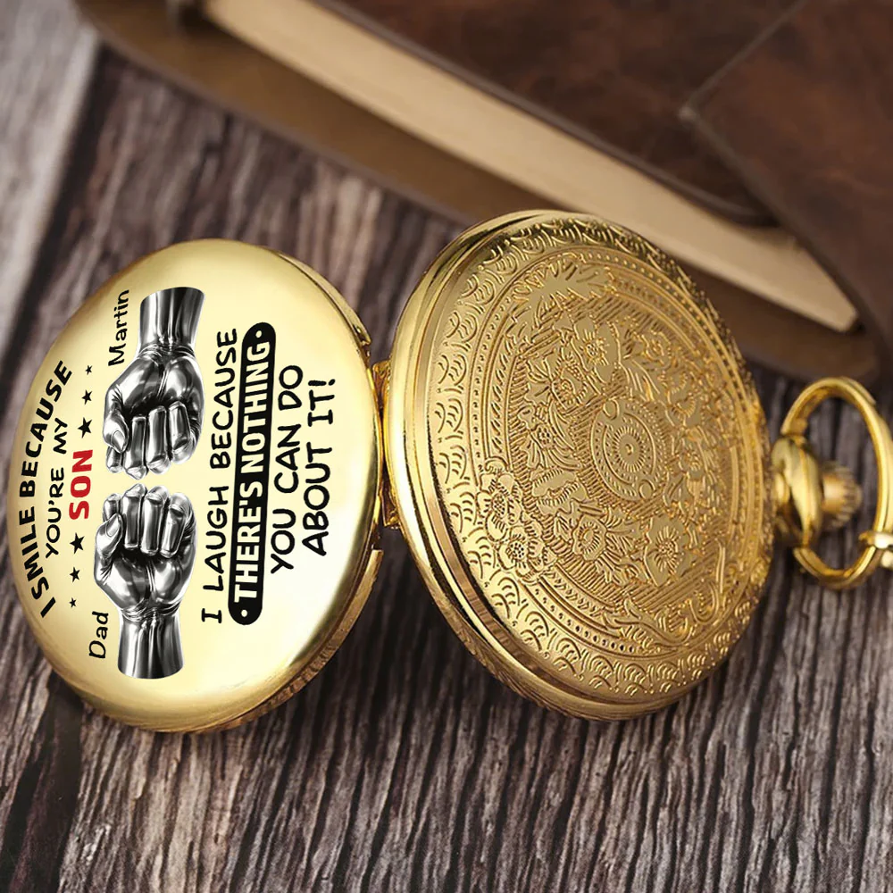 I Smile Because You Are My Son - Personalized Custom Print Pocket Watch - Image 2