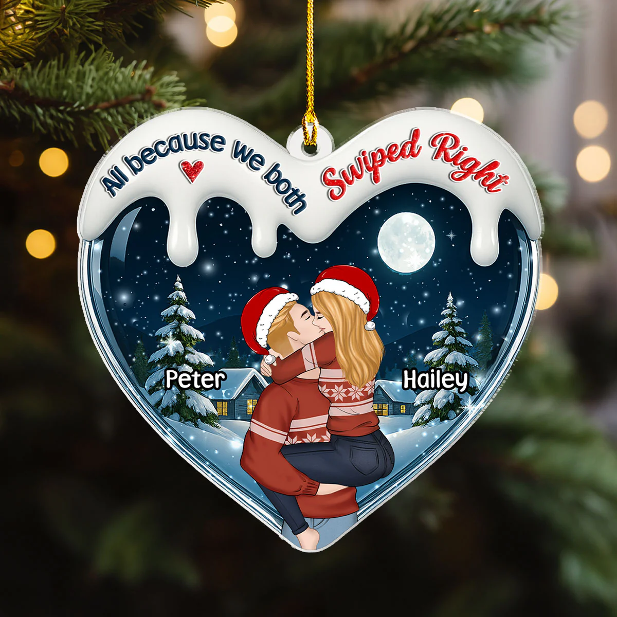 I Was Right Swiped Right - Personalized Custom 3D Effect Acrylic Ornament