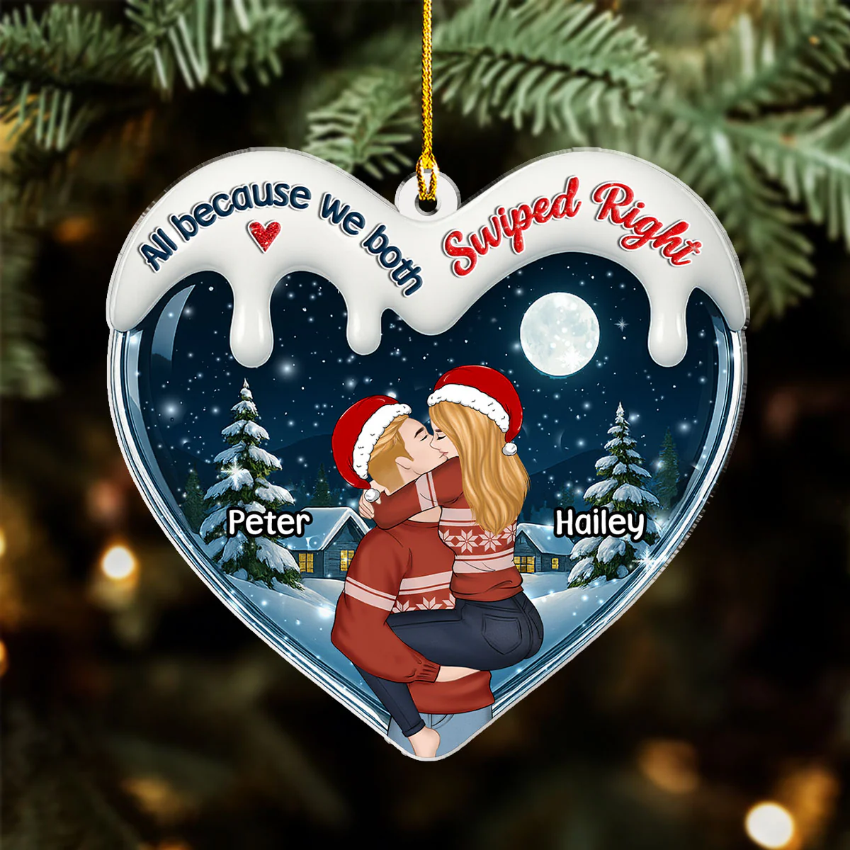 I Was Right Swiped Right - Personalized Custom 3D Effect Acrylic Ornament - Image 5