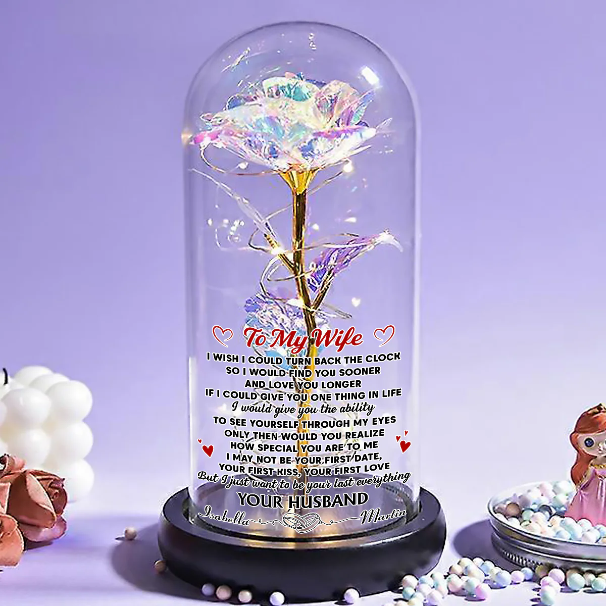 I Wish I Could Turn Back The Clock - Personalized Custom Sparkly Rose - Image 2