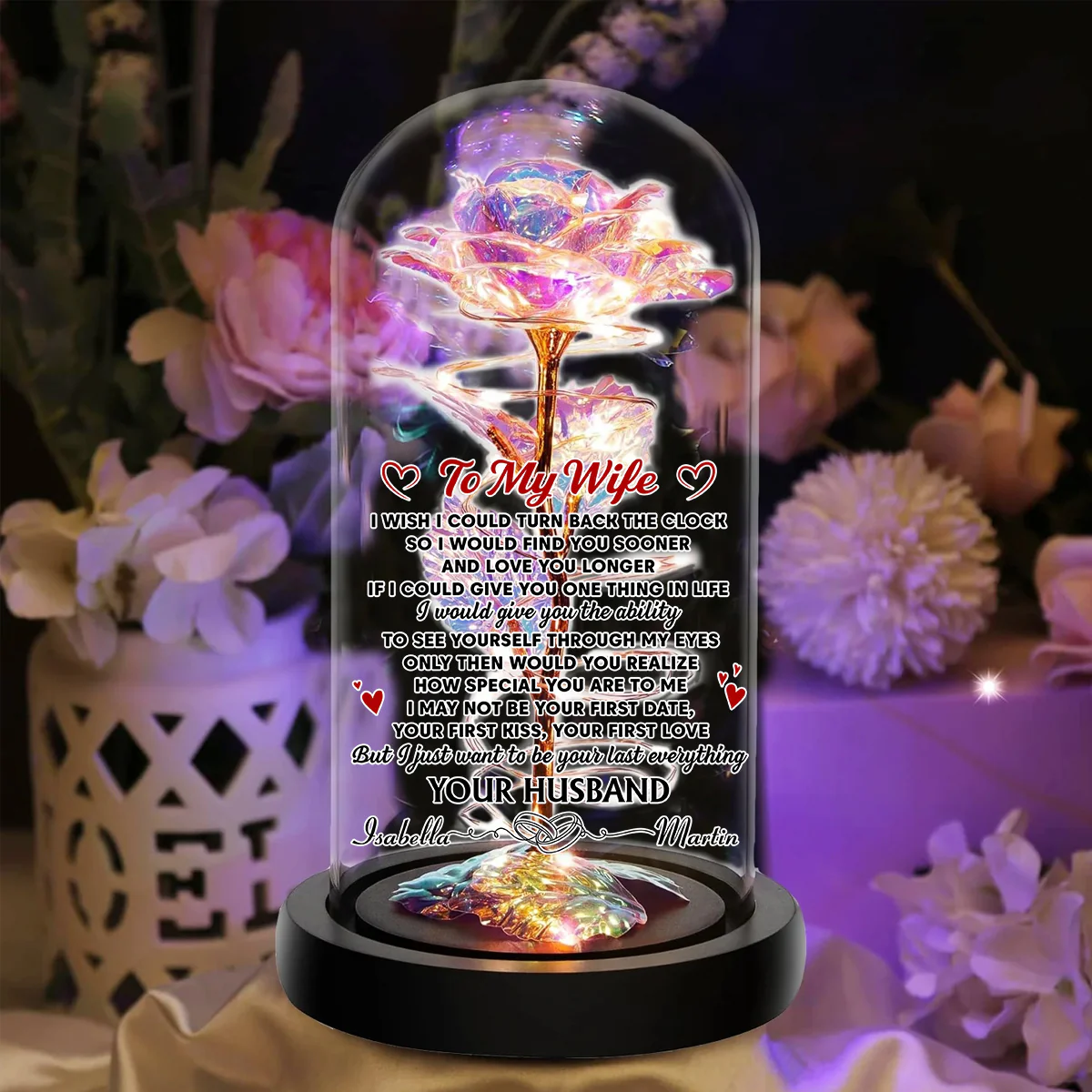 I Wish I Could Turn Back The Clock - Personalized Custom Sparkly Rose - Image 5