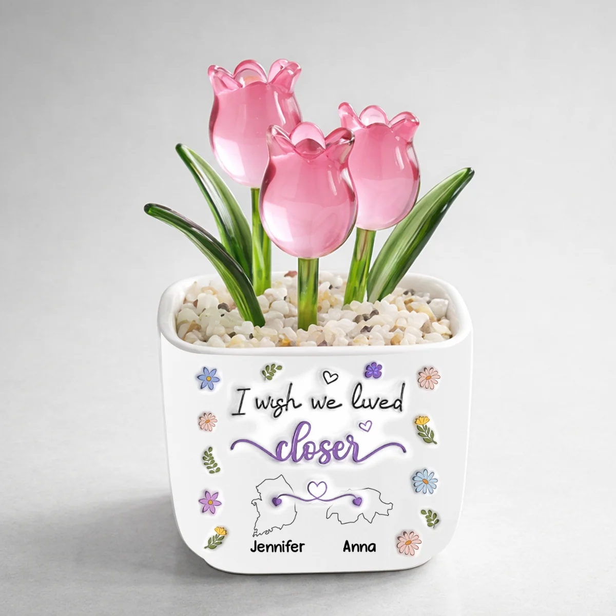 I Wish We Lived Closer Country Version - Personalized Custom Glass Everlasting Tulips - Image 10
