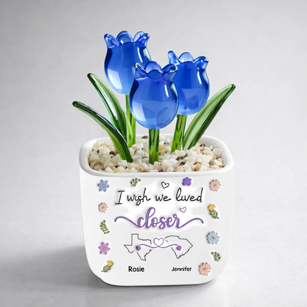I Wish We Lived Closer More Friends Version - Personalized Custom Glass Everlasting Tulips - Image 10