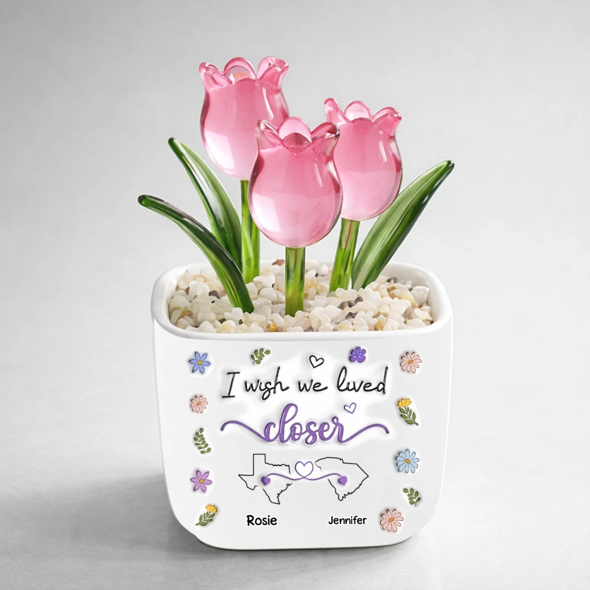 I Wish We Lived Closer More Friends Version - Personalized Custom Glass Everlasting Tulips - Image 11