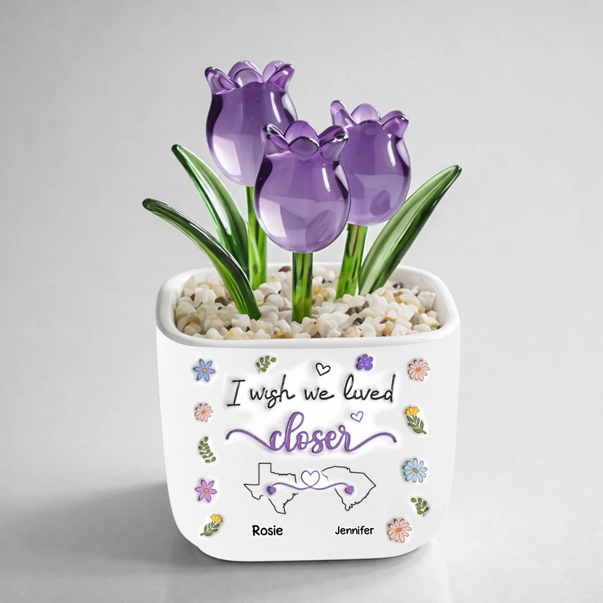 I Wish We Lived Closer More Friends Version - Personalized Custom Glass Everlasting Tulips - Image 12